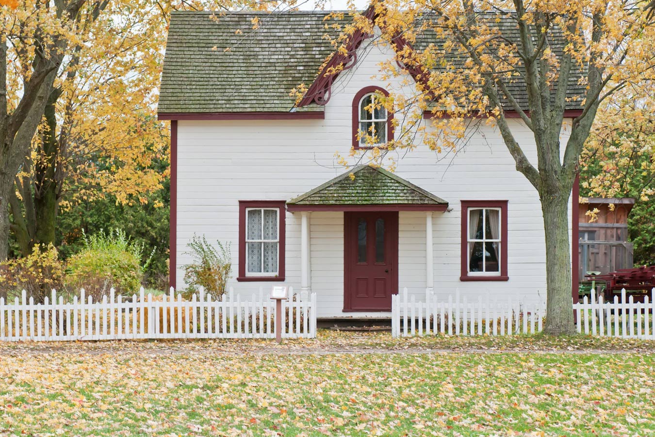 Front view of home on fall day